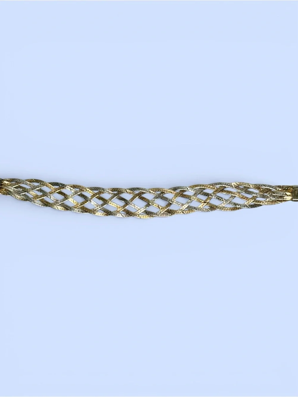 Vintage Tri-Color Braided Bracelet .925 Sterling Silver, Yellow & Rose Gold Wash